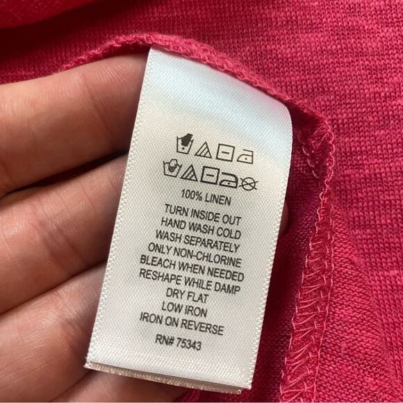 Halston Pink Crossover Back Linen Short Sleeve T-Shirt - Picture 6 of 6